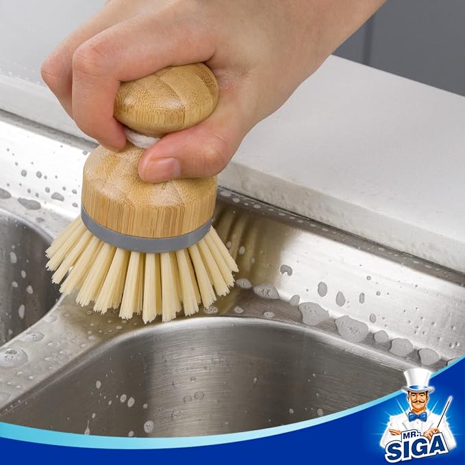 MR.SIGA Bamboo Palm Brush, Dish Scrub Brush, Bamboo Dish Brush, kitchen sink - Image 8
