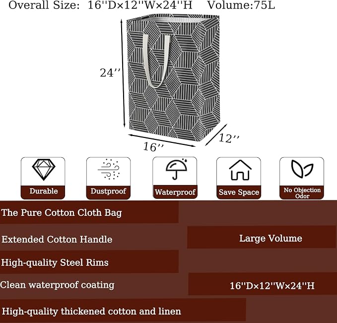 Waterproof Laundry Hamper Collapsible Laundry Basket Leather Handle Laundry Bag - Image 2