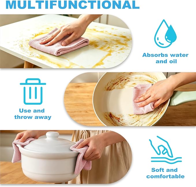 Puomue 55 Pack Microfiber Cleaning Cloth Roll, Tear Away Reusable Paper Towels - Image 5