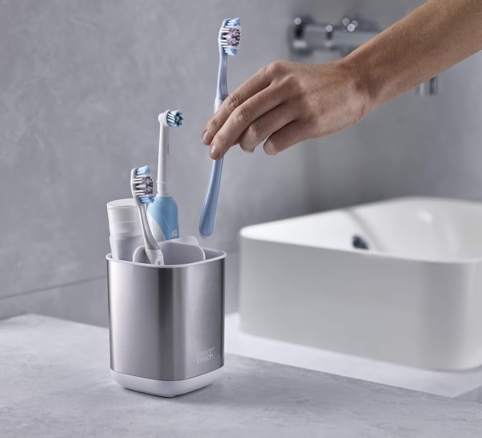 Joseph Joseph EasyStore Stainless-Steel Toothbrush Holder Bathroom Storage - Image 6