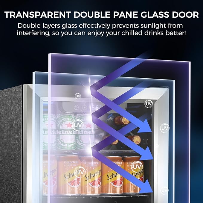 Mini Fridge 68 Can Beverage Refrigerator Cooler, 1.7 Cu.Ft Drink Fridge forSoda Wine Beer, Digital Temperature Control Cooler for Home, Dorm, Bar
