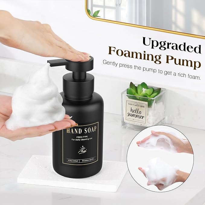 Luxspire Glass Foaming Soap Dispenser 15oz Hand Soap Bottle, 1 Pack | Anti-drip - Image 2