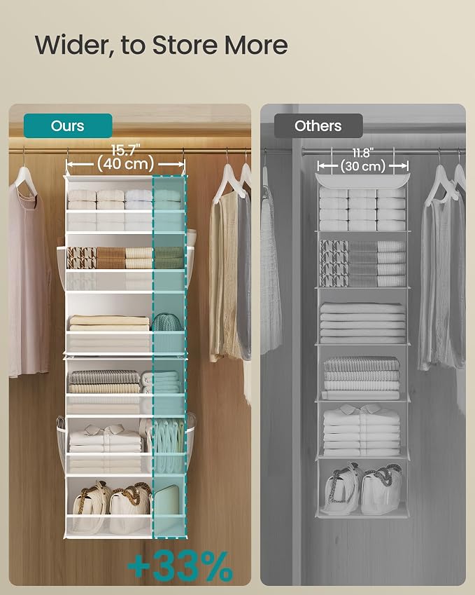 SONGMICS Widended Hanging Closet Organizer and Storage, Separable | Foldable - Image 4