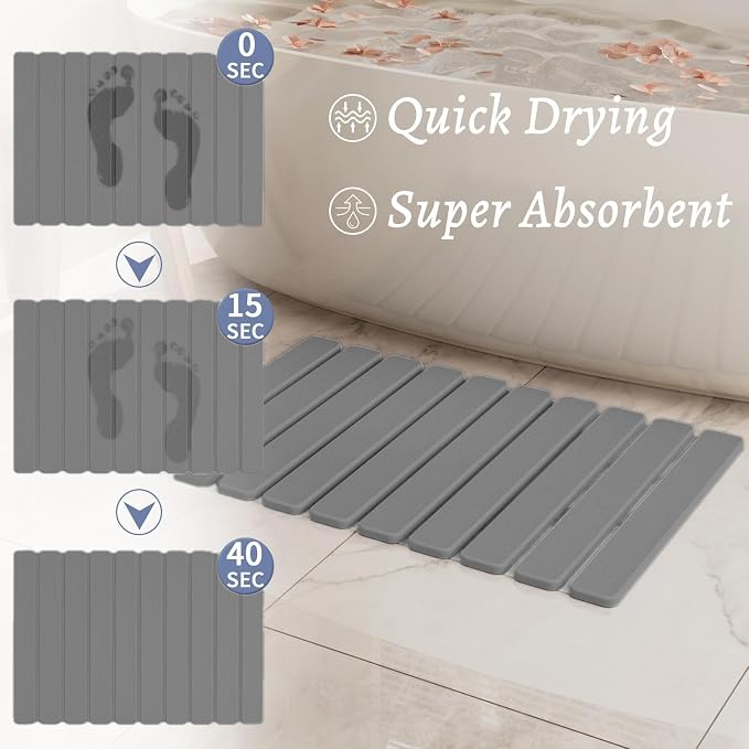 Foldable Stone Bath Mat, Diatomaceous Earth Stone Drying Mats - Image 2