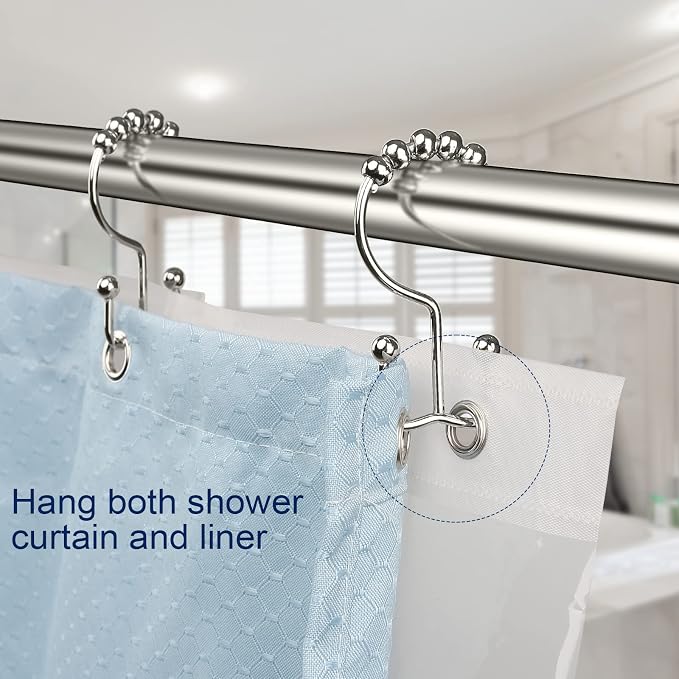 Gidse Shower Curtain Hooks, Sturdy Stainless Steel Double Sided Shower Hooks - Image 4