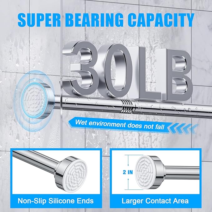 TEECK Shower Curtain Rod, 32-43 inch Adjustable Spring Tension Curtain Rod - Image 3