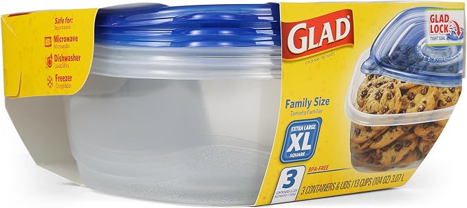 Glad GladWare XL Square Food Storage Containers, 104 Oz, dishwasher-safe - Image 3