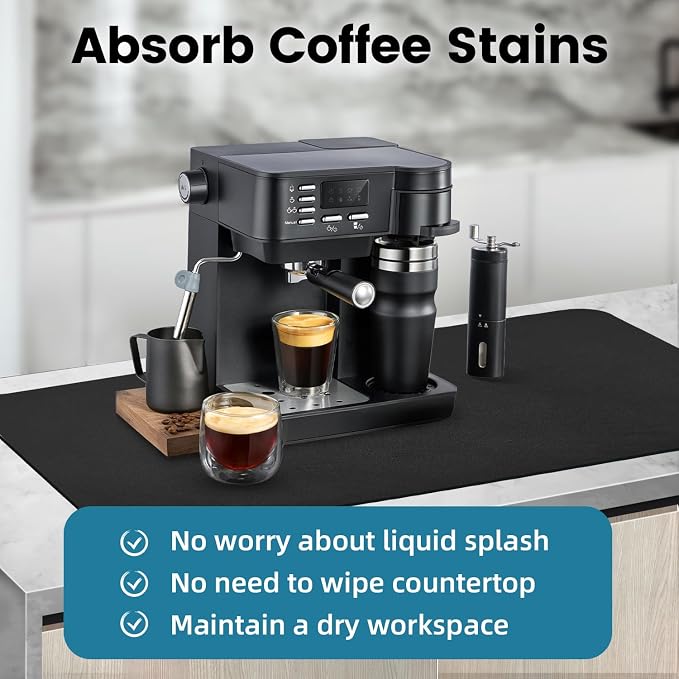 PoYang 31.5x17 Inch Coffee Mat, Extra Large Dish Drying Mat, Stain-Hiding - Image 8