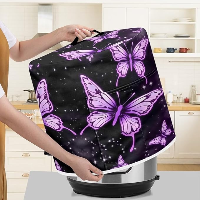 Purple Butterfly Dust Cover Compatible with 6 qt Instant Pot and Extra Accessories, for Electric Pressure Cooker Rice Cooker and Air Fryer Insulated Protector Cover Keep Appliance Clean