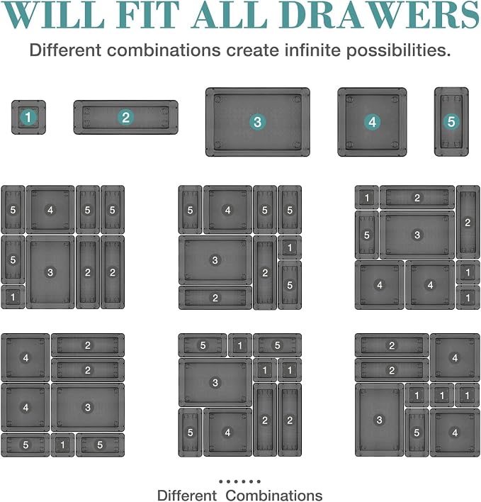 10 PCS Drawer Organizer Set, 5 Size Bathroom and kitchen organizer Trays | - Image 4
