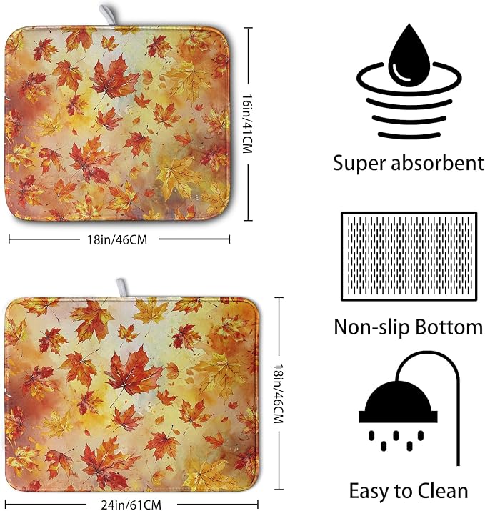Maple Leaves Fall Dish Drying Mat - Image 2