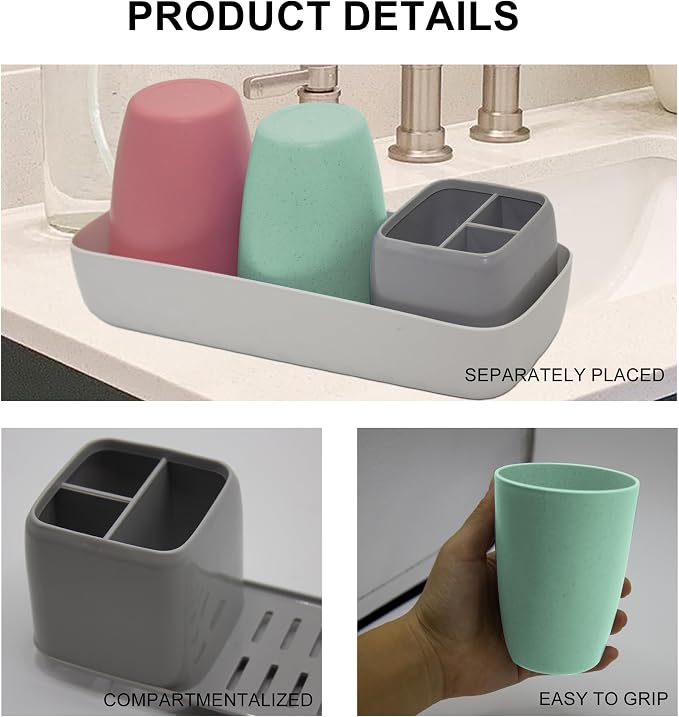 Kids Toothbrush Holder with Cups, Electric Toothbrush & Toothpaste Storage - Image 2