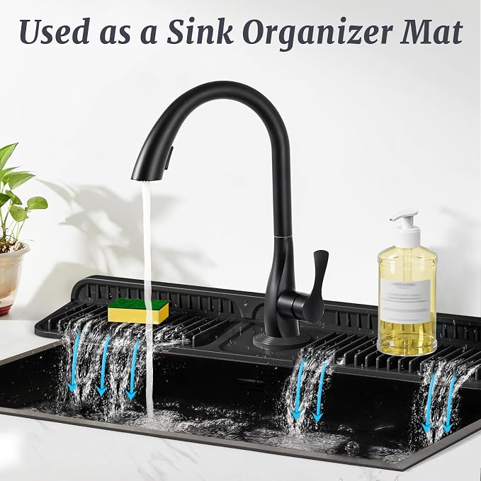 PoYang 24 Inch Faucet Mat for Kitchen Sink Splash Guard, Snap Button Holds It - Image 6
