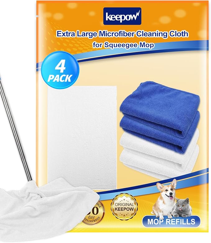 KEEPOW 4 Pack Floor Mop Towel for Floor Cleaning, Cuban Mop Cloth, Highly by KEEPOW