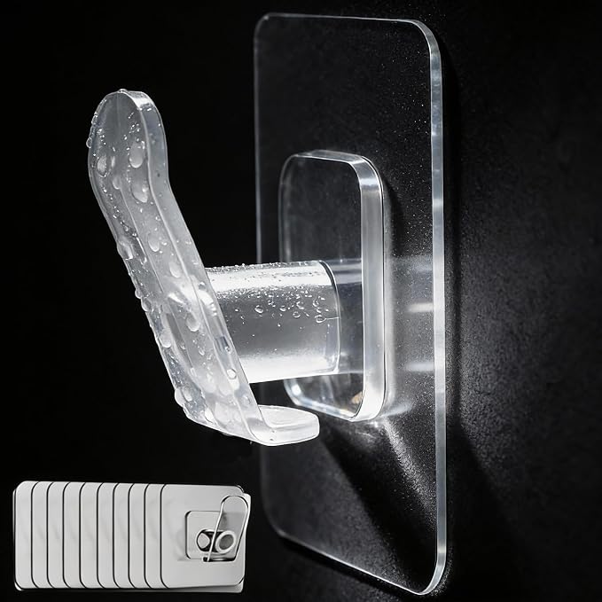 10 Pack Adhesive Towel Hooks, Coat Hooks Stick on Wall Hanging Robes Clothes - Image 2