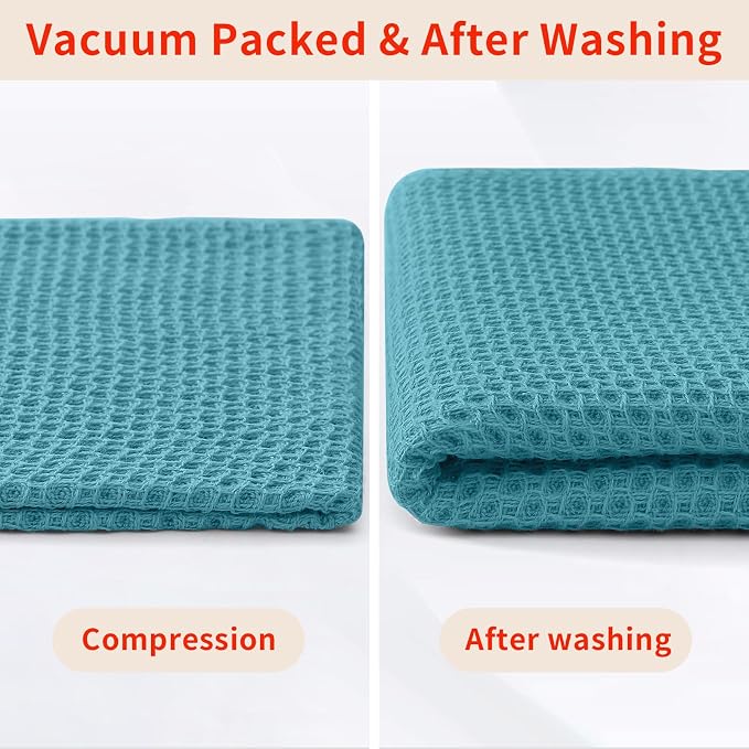 Homaxy 100% Cotton Waffle Weave Kitchen Dish Cloths 6-Pack, Lake Blue | 12 x 12 - Image 8