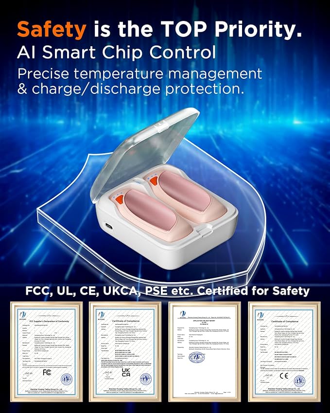 Hand Warmers Rechargeable with Charge Case, 2 Packs 14,000mAh Electric Hand Warmer Battery Powered Dual Sided Reusable Long Battery Life Portable Pocket Heater Gifts for Men Women Golf, Hunting Gear