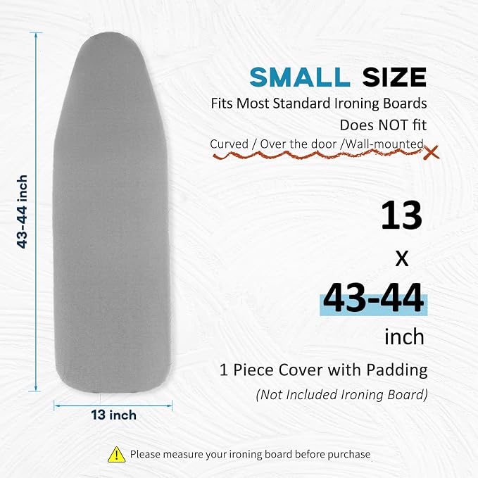 Small Ironing Board Cover 13"x43", RAINHOL Grey - Image 2