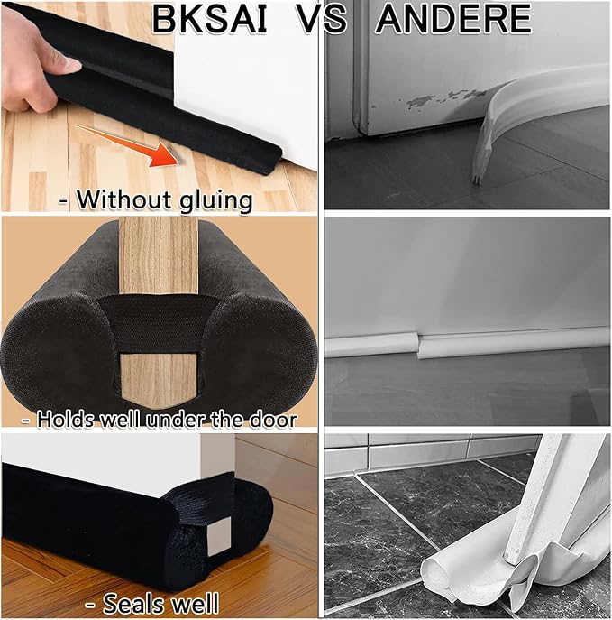 BKSAI Door Draft Stopper for Doors 31-39" No Adhesive Draft Stopper for Bottom - Image 4