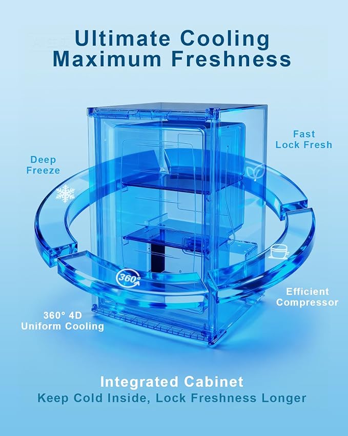 3.0 Cu.ft Upright freezer - Compact Mini Freezer with 7 Adjustable Thermostat, Removable Shelves, Reversible Single Door, 360°Uniform Cooling Small freezer for Home Office Dorm, Silver