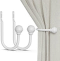 Hion Curtain Holdbacks White 2pcs, Curtain Tiebacks Wall Mounted Hooks | by Hion