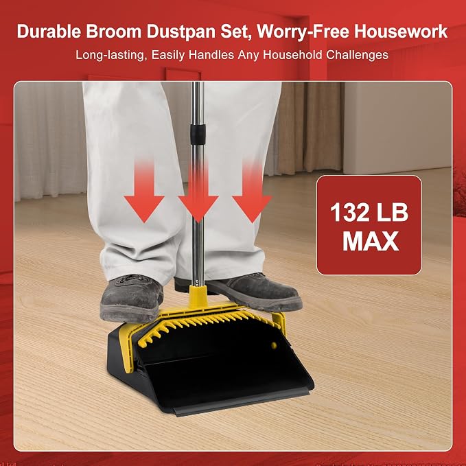 Broom and Dustpan Set for Home, ZeroGap Lip, Upright Storage Broom Combo for - Image 2