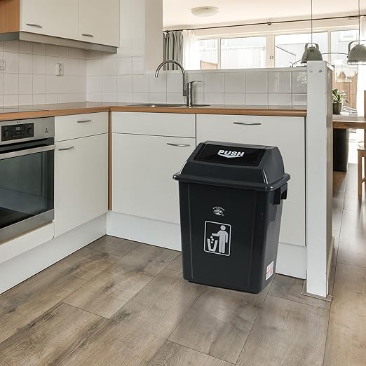 4 Packs 5 Gallon Plastic Trash Can with Swing Lid, Garbage Bin Waste Basket for Home and Office