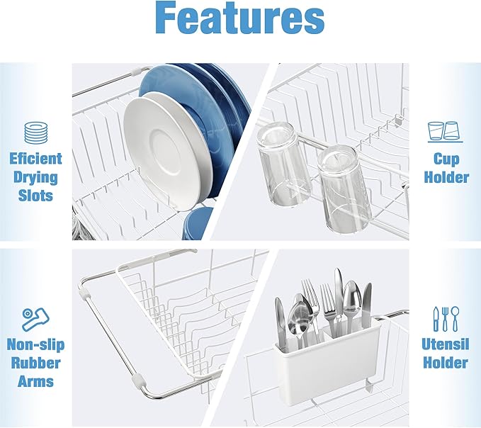 JASIWAY White Dish Drying Rack in Sink - Image 7