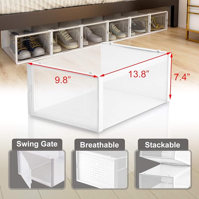 AJP Distributors 6 Collapsible Stackable Shoe Organizer Racks - Image 4