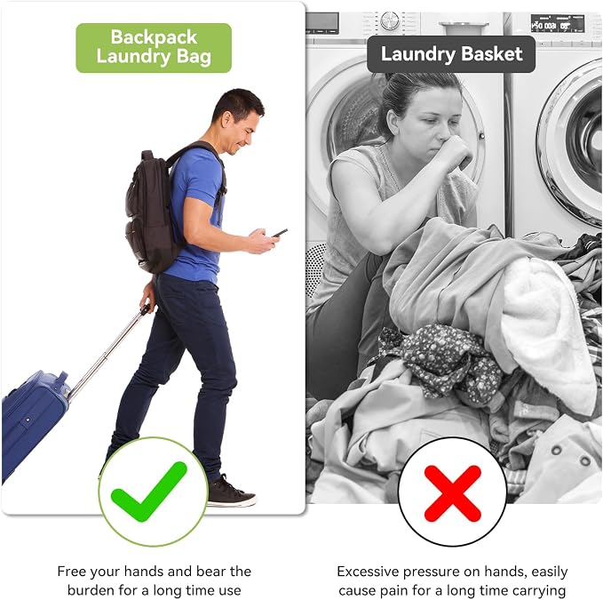 OTraki Large Laundry Backpack 100L Heavy Duty Travel Laundry Bags Hamper Bag - Image 4