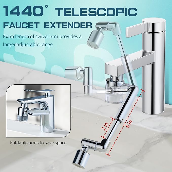 CECEFIN 1440° Sink Water Filter Faucet Extender 3.0, Telescopic Robotic Arm | - Image 2