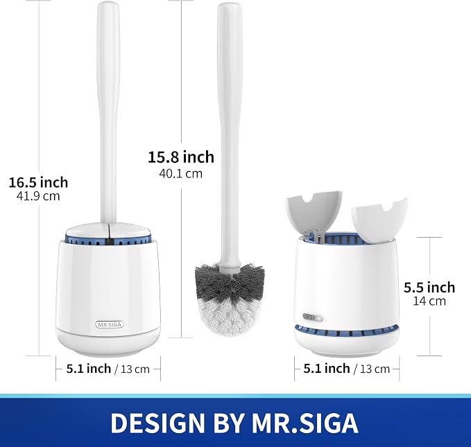 MR.SIGA Toilet Bowl Brush and Holder, Sturdy Long Handle, 12 Pack - Image 2
