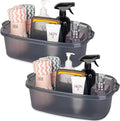Large Cleaning Supplies Caddy Portable Shower Caddy Basket Clear Grey 2Pk by JiatuA
