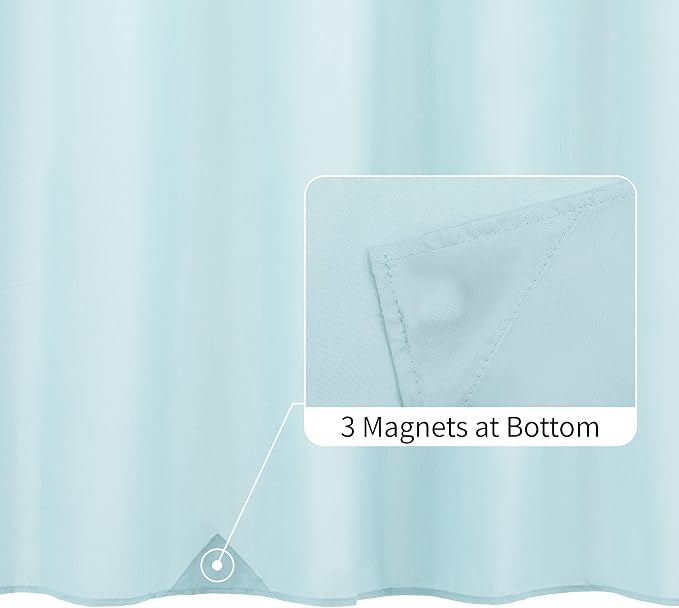 ALYVIA SPRING Extra Long Waterproof Fabric Shower Curtain Liner Blue - Image 2
