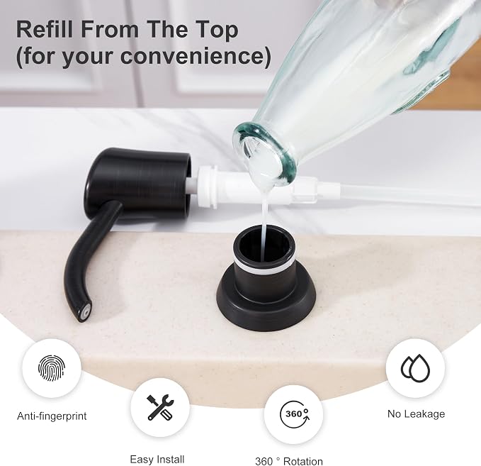 GAGALIFE Kitchen Sink Soap Dispenser Pump, 17 oz Bottle, Oil Rubbed Bronze | - Image 6