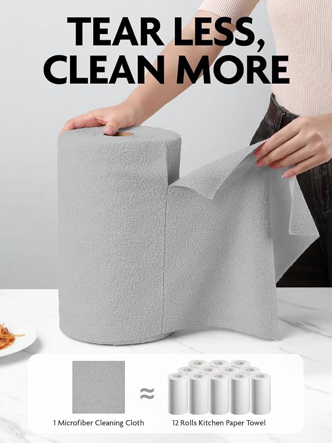 Fantasticlean Microfiber Cleaning Cloth Rolls- 675 Sheets | 12'' by 12'' - Image 2