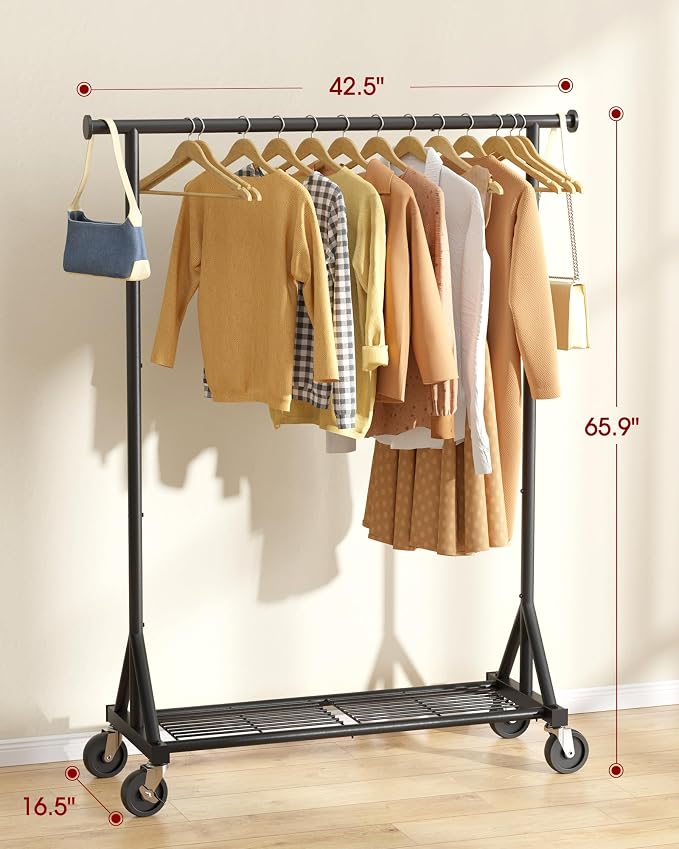 Sakugi Heavy Duty Stainless Steel Rolling Clothes Rack - Image 2
