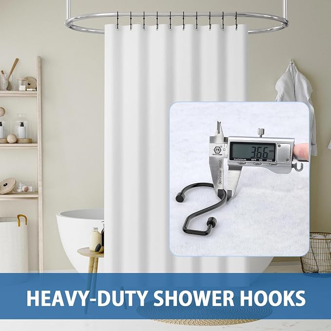 Goowin Shower Curtain Hooks, Rustproof Black Shower Curtain Rings, Kitchen - Image 5