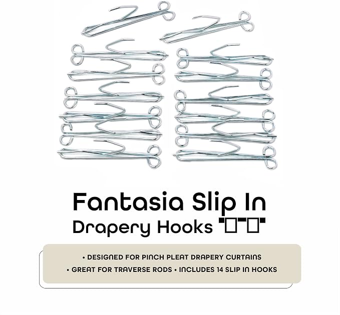 Fantasia Slip-in Drapery Hooks, 14 Pack, 3 in, Decorative Pattern, and Finished - Image 2