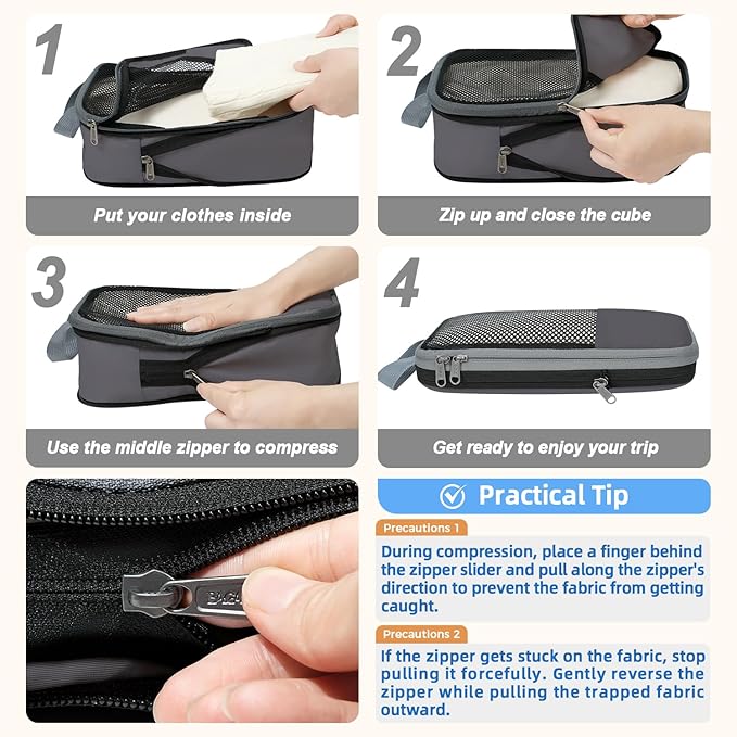 BAGAIL 4 Set/6 Set/8 Set Compression Packing Cubes Travel Accessories - Image 4