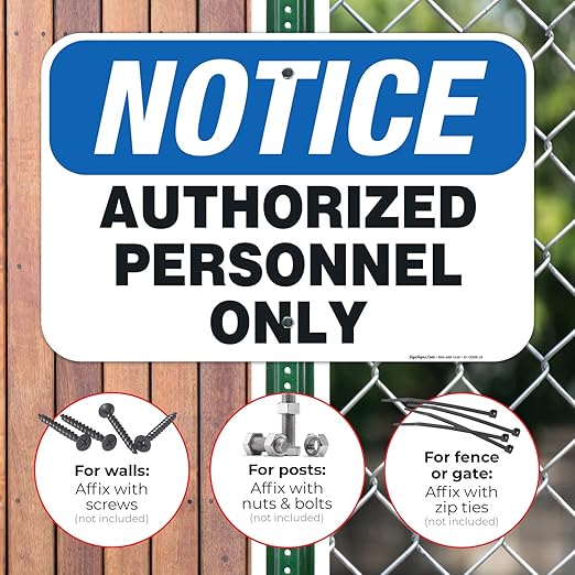 Authorized Personnel Only Sign, 12x18 Inches, Rust Free .063 Aluminum, Fade Resistant, Made in USA