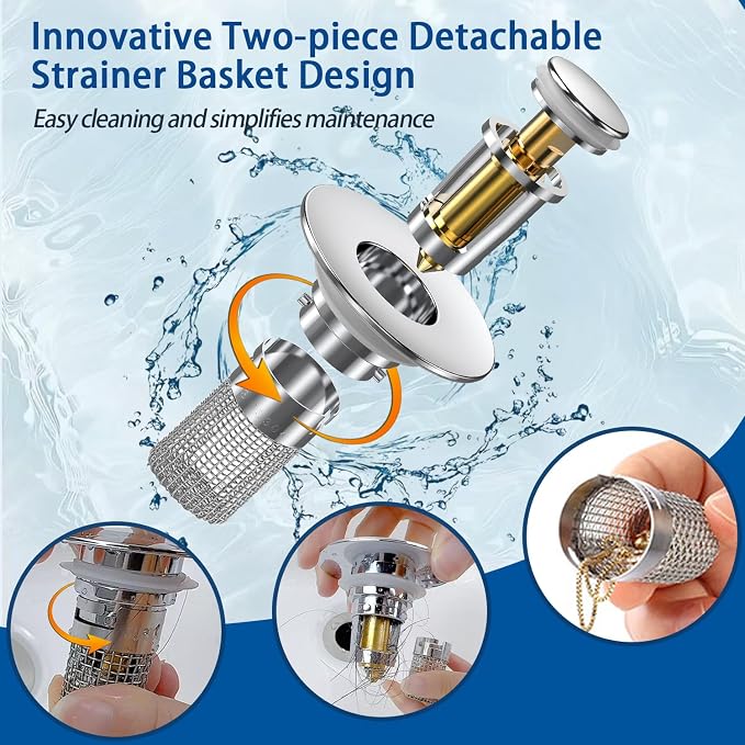 Sink Stopper Hair Catcher, Pop-up Sink Drain Strainer - Image 2