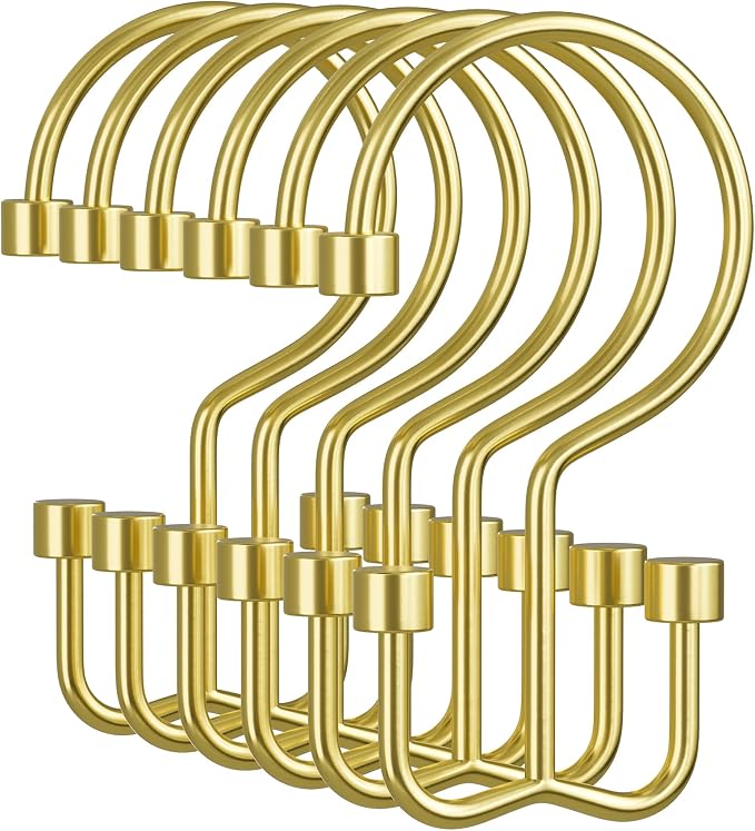 Amazer Gold Shower Curtain Hooks, Rust-Resistant Metal Shower Hooks, Cylinders by Amazer