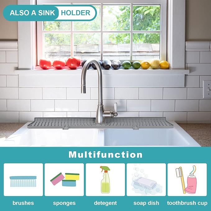 30 Inch Kitchen Sink Splash Guard, Large Size Faucet Mat - Image 4