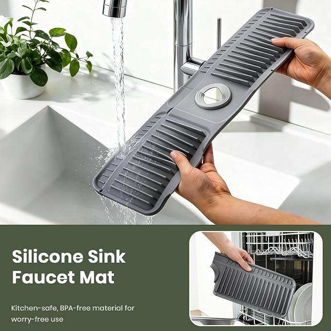 2PCS 24 Inch Faucet Mat for Kitchen Sink, Silicone Splash Guard for Kitchen - Image 7