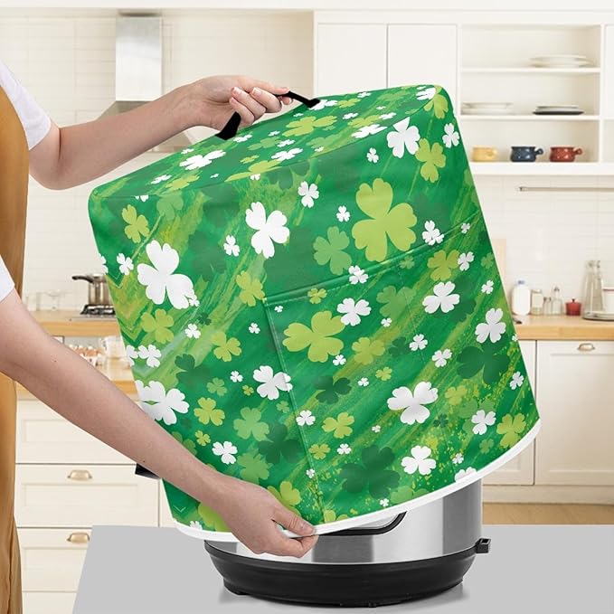 St. Patrick's Day Dust Cover for 3 Quart Dust Protection Easy Clean Pressure Cooker Cover Electric Appliance Kitchen Home Accessories, Green Leaf