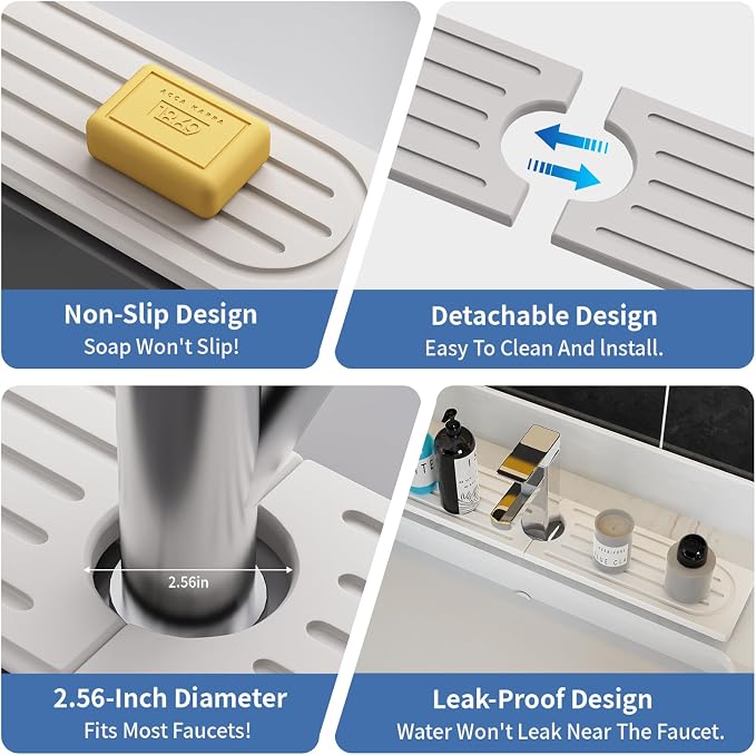 Kitchen Faucet Mat, Diatomite Sink Faucet Mat Splash Guard - Image 8