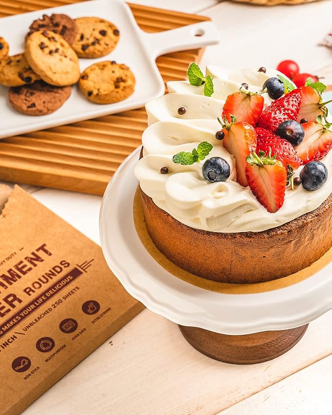 Baklicious 250Pcs 6 Inch Parchment Paper Rounds, Non Stick Round Parchment Paper, Baking Parchment Circles for Cake Baking, Patty Separating, Tortilla Wrapping