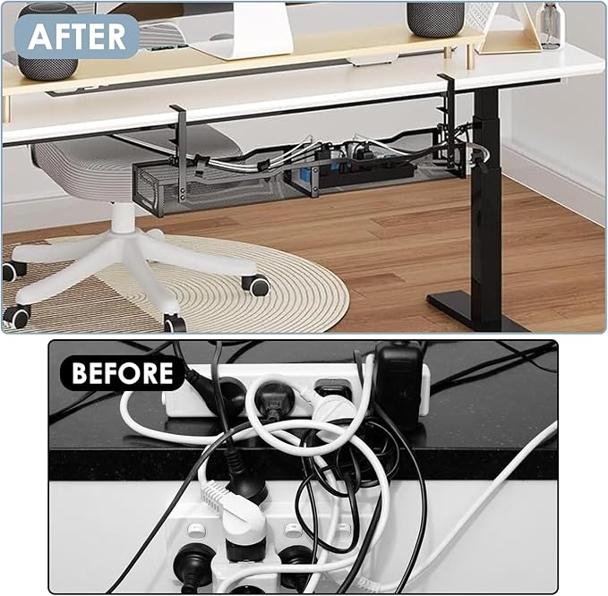 Cable Management, Cable Tray | No Drill Under Desk Cable Management Tray - Image 6