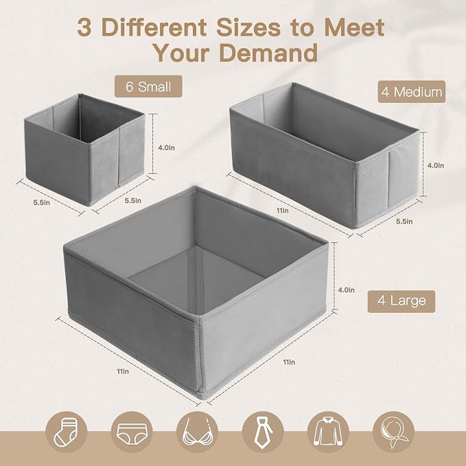 Drawer Organizer Clothes, 14 Pack Dresser Organizer - Image 3